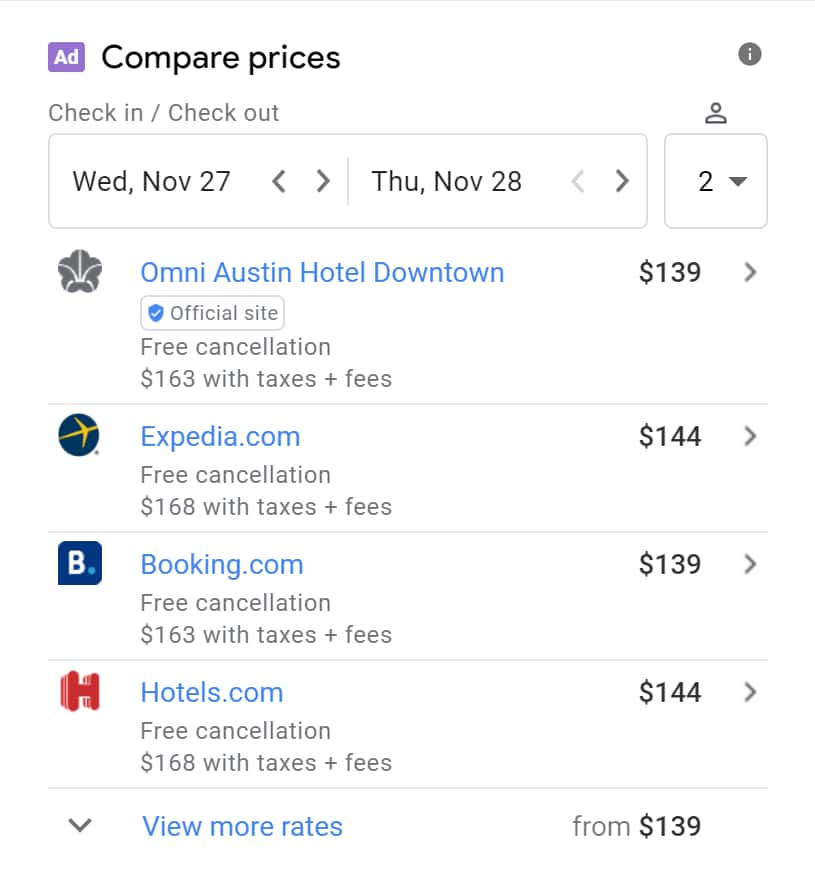 Results for: Omni Austin Hotel Downtown